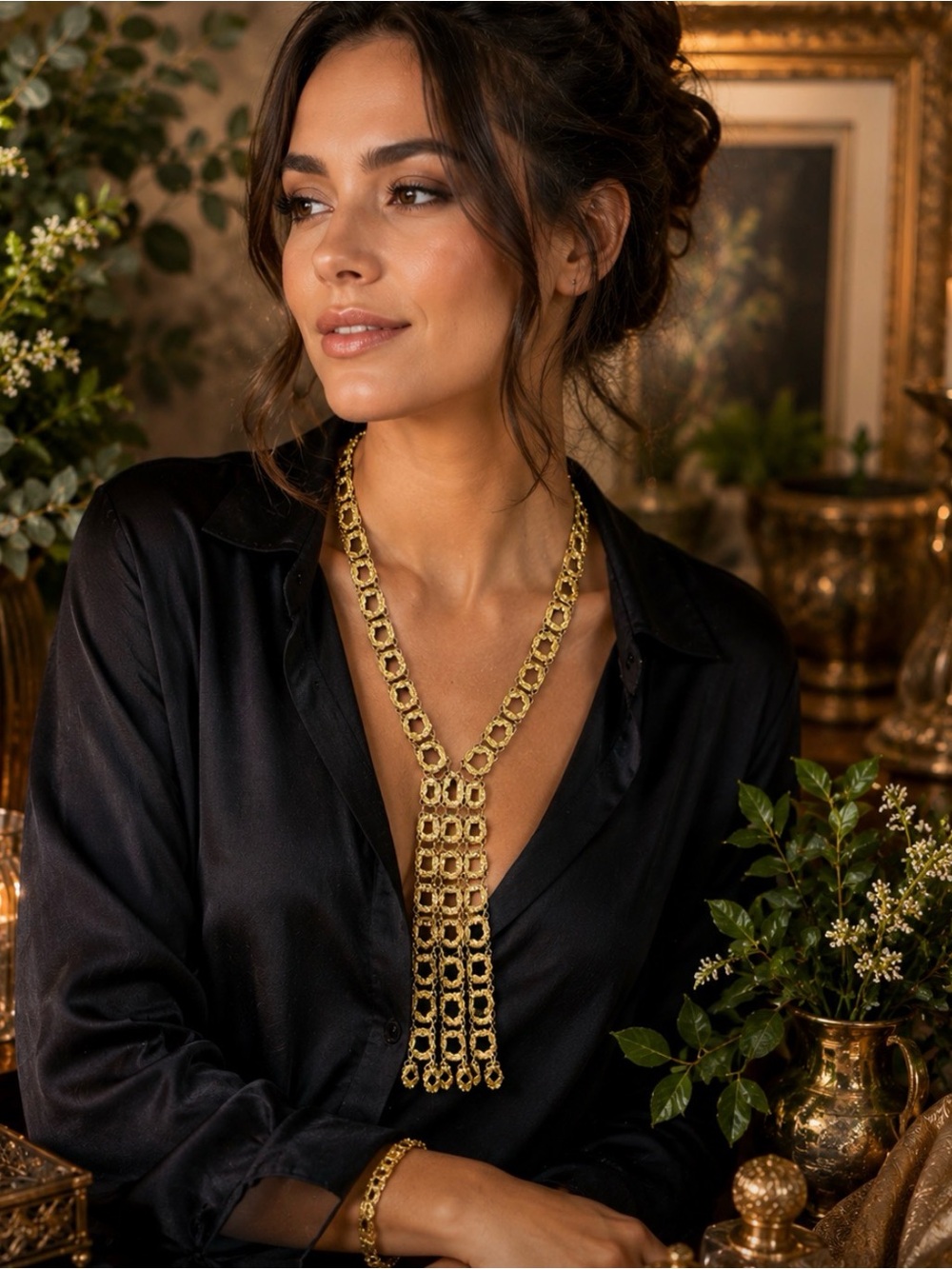 MONET Vintage Runway Bouclais Collection Book-piece Goldtone Chain-Link Necklace